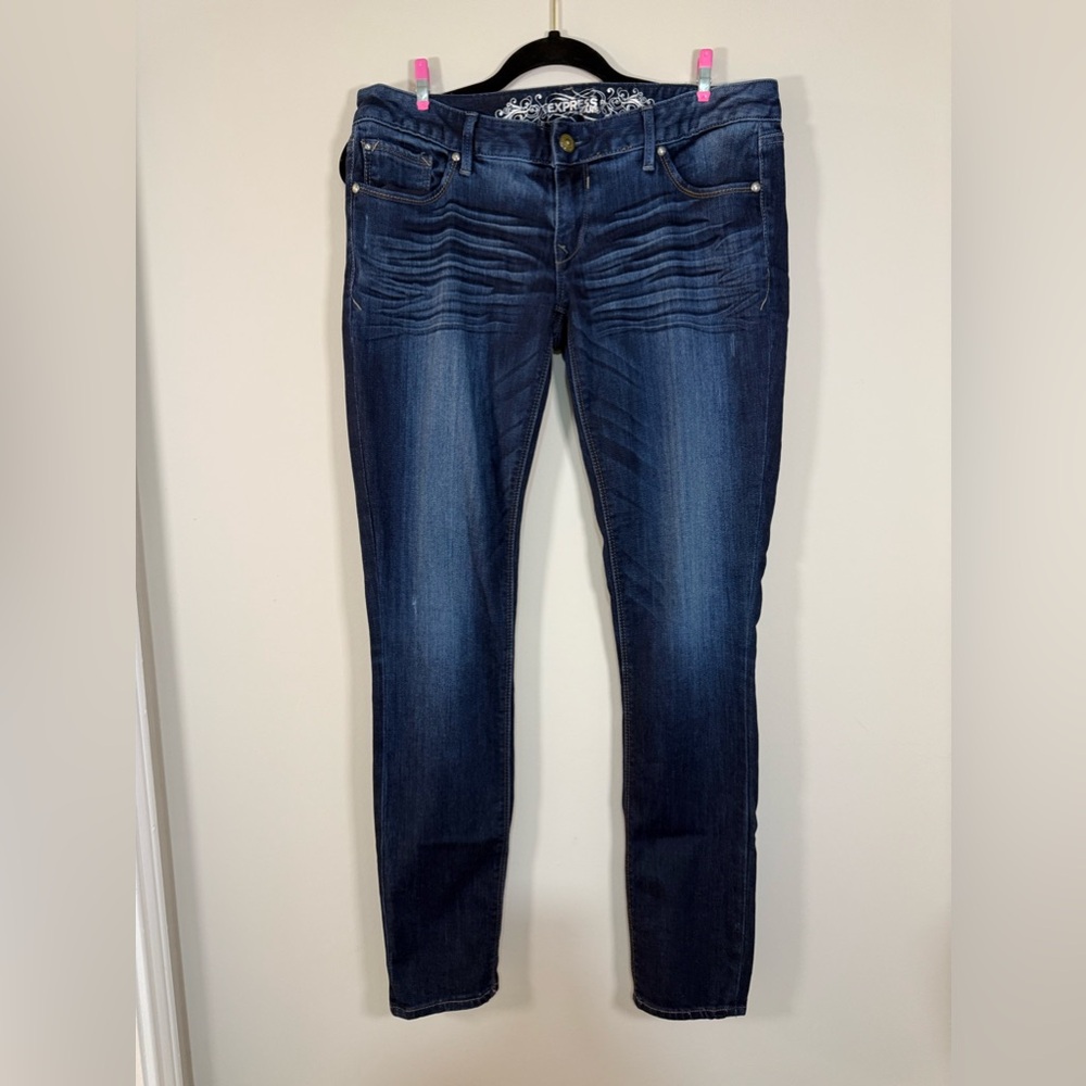 Express Women’s Zelda Slim Fit Legging Jeans Ultra Low Rise Dark Washed Sz 8 R